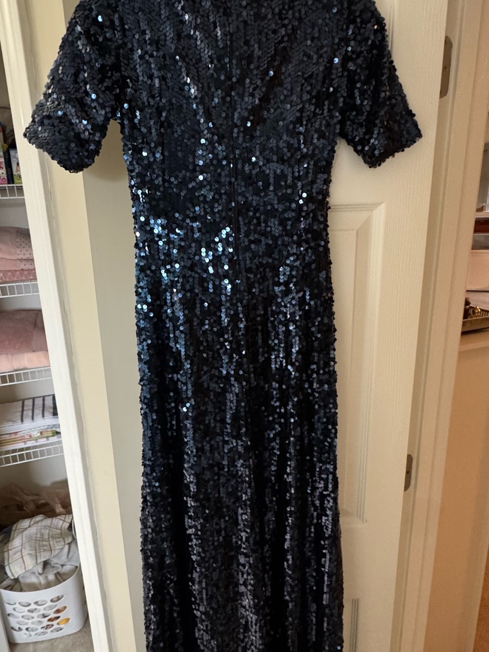 Calvin Klein Navy Sequin Maxi Dress